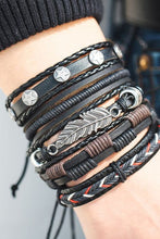 Men's Vintage Leaf Feather Leather Bracelet