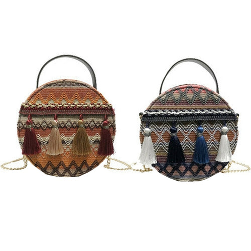 Asian-Inspired Fashion Handbag w/Tassel