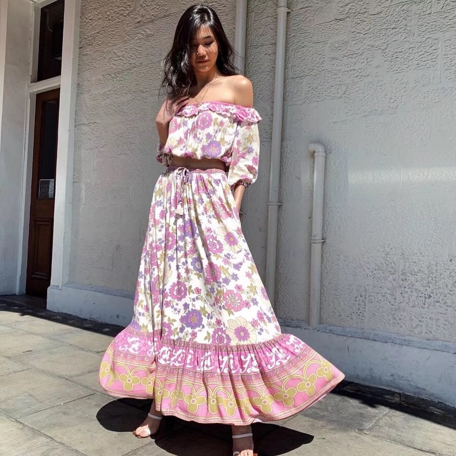 Bohemian Ruffle Floral 2pc Outfit