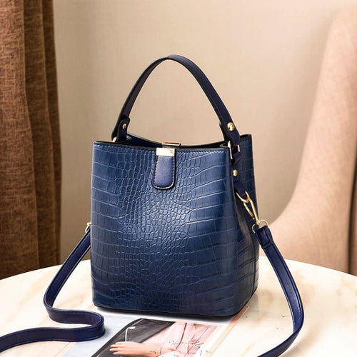 Faux Crocodile Leather Bucket Handbags