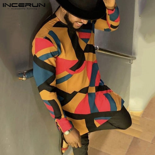 Men's African-Inspired Long-Sleeve Dashiki Shirt