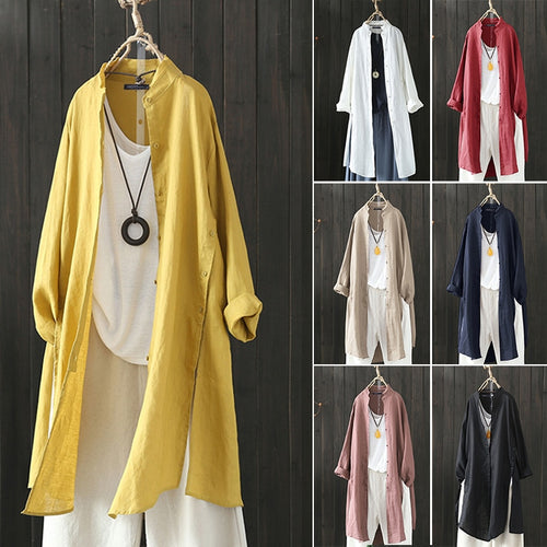 Spring Casual Cotton Long Shirt