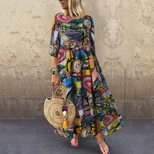 Vintage Print Maxi Dress