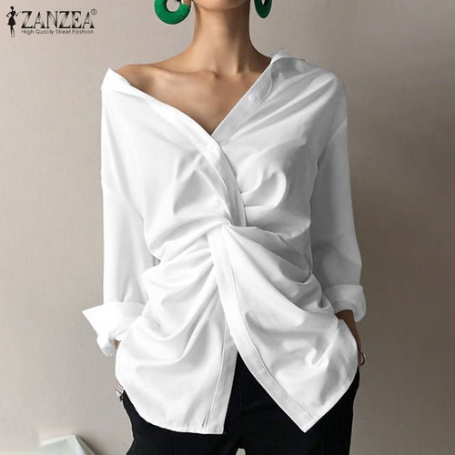 Women's Casual Knotted Cotton-Blend Shirt
