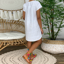 Casual V Neck Cotton Dress