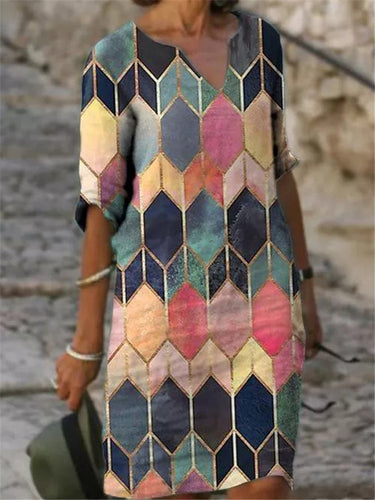 Multi-Color Casual Print Dress