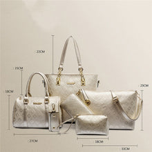 6 Pcs / Set Fashion Women's PU Leather Diamond Lattice Print Handbag