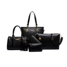 6 Pcs / Set Fashion Women's PU Leather Diamond Lattice Print Handbag