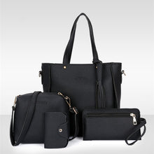 6 Pcs / Set Fashion Women's PU Leather Diamond Lattice Print Handbag