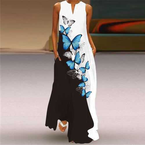 Sleeveless Print Maxi Dress