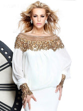 Arabic Style White Chiffon Evening Dress