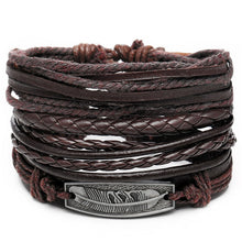 Men's Vintage Leaf Feather Leather Bracelet