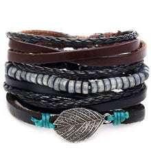 Men's Vintage Leaf Feather Leather Bracelet