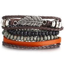 Men's Vintage Leaf Feather Leather Bracelet