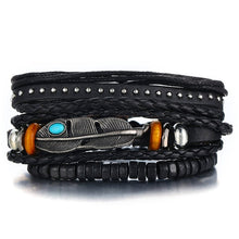 Men's Vintage Leaf Feather Leather Bracelet