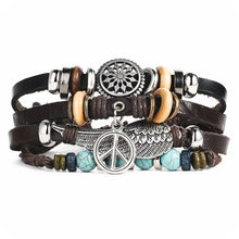 Men's Vintage Leaf Feather Leather Bracelet
