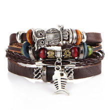 Men's Vintage Leaf Feather Leather Bracelet
