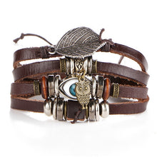 Men's Vintage Leaf Feather Leather Bracelet