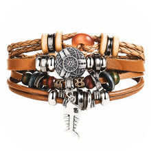 Men's Vintage Leaf Feather Leather Bracelet