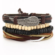 Men's Vintage Leaf Feather Leather Bracelet